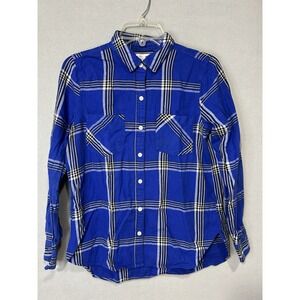 Old Navy Womens plaid Button Front Shirt‎ Small Blue Long sleeve Classic Top